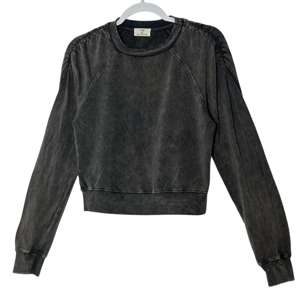 t.la Anthropologie Top Women's XS Washed Gray Long‎ Sleeve Stretch Crop